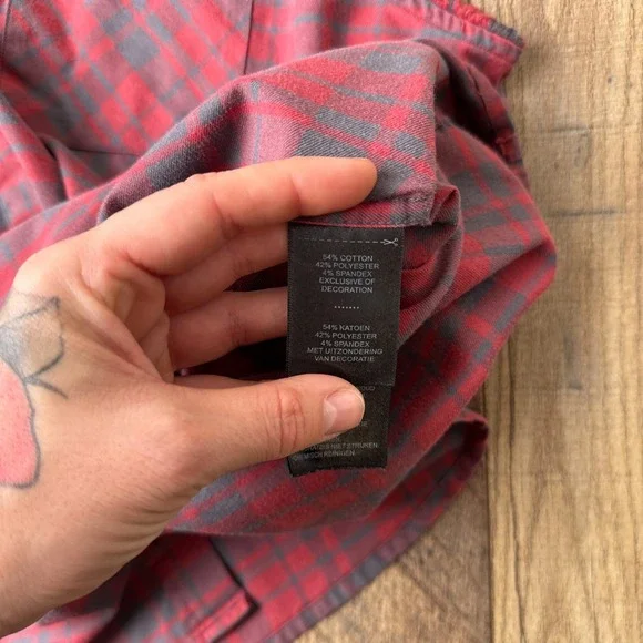 Harley Davidson Sleeveless Shirt Mens XL Red Gray Plaid Biker Motorcycle - Picture 4 of 7